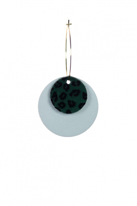 Cercei Mix&Match - Animal print verde + alb [4]