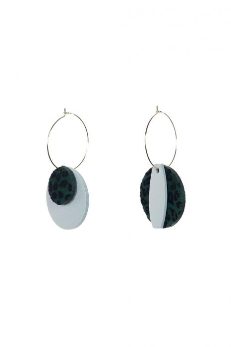 Cercei Mix&Match - Animal print verde + alb [2]