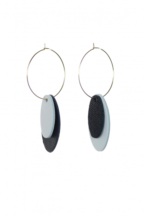 Cercei Mix&Match - Oval Alb + Negru [3]