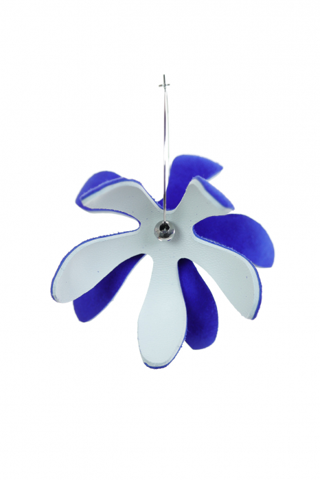 Cercei model floral - Albastru electric + Alb [3]