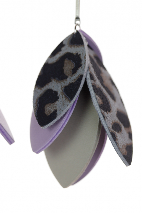 Cercei petale - Animal print + Lila [4]