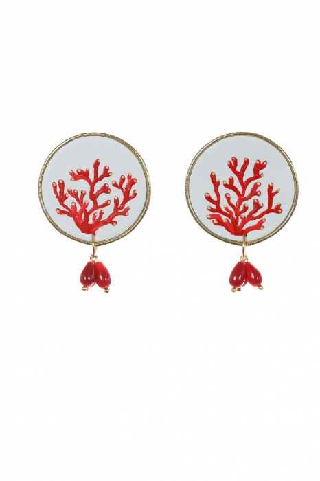 Cercei pictati manual - Coral rosu [2]