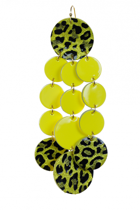 Cercei Confetti - Galben + Animal Print [3]