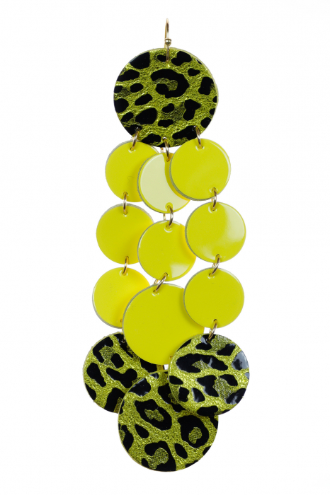 Cercei Confetti - Galben + Animal Print [2]