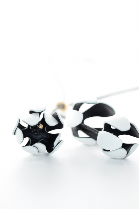 Set Colier reglabil + Cercei - Alb-Negru [9]