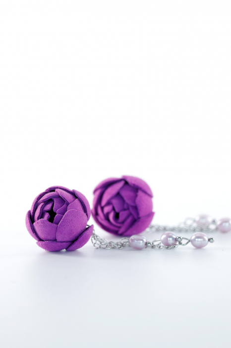 Cercei Trandafir cu perle - Violet [3]
