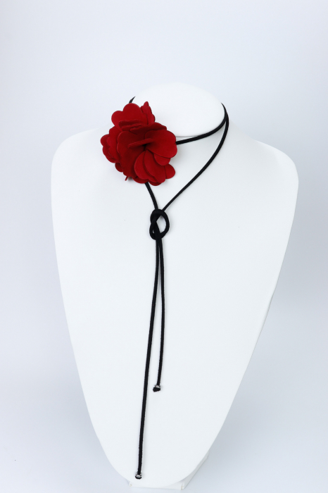 Colier choker floare - Rosu [2]