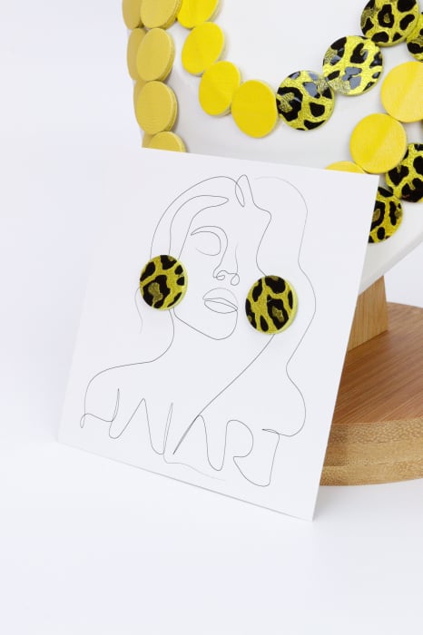 Colier din piele cu cercei geometrici, unicat [9]