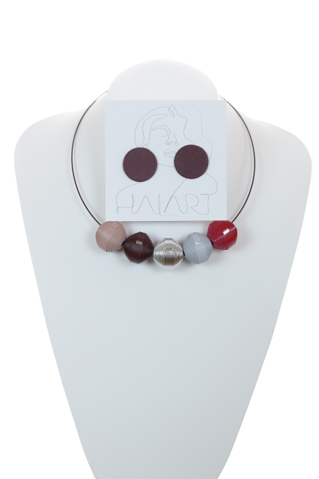 Set Colier + Cercei (228) din piele [1]