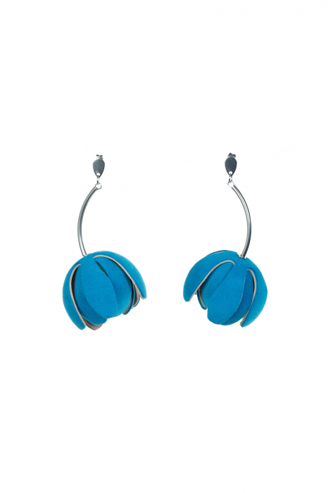 Set floral Colier si Cercei reglabil - Turcoaz + Bej [8]