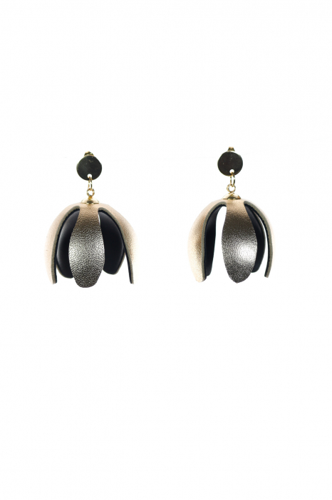 Set floral Colier si Cercei reglabil - Auriu + Negru [4]