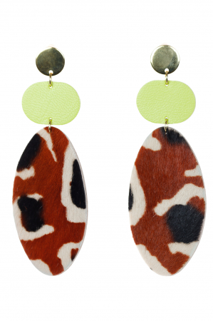 Cercei geometrici - Animal print + verde neon [1]
