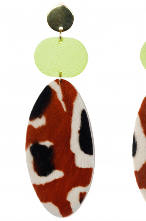 Cercei geometrici - Animal print + verde neon [2]