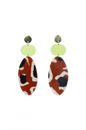 Toate produsele - Cercei geometrici - Animal print + verde neon