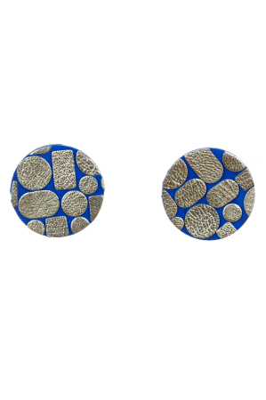 Cercei Cerc (3.5 cm) - Mozaic Auriu + Albastru [1]