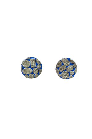 Toate produsele - Cercei Cerc (3.5 cm) - Mozaic Auriu + Albastru