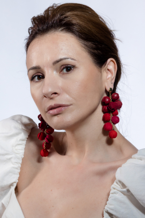 HAIART Studio - Cercei Ecouri Florale - Rosu + Burgundy