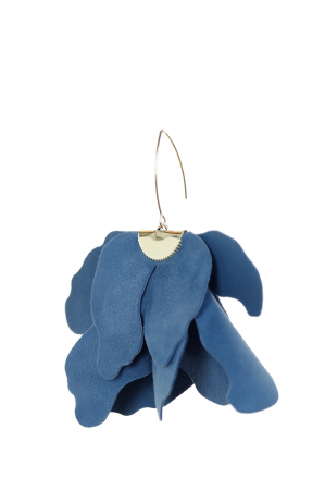 Cercei floare mare - Albastru Navy [2]
