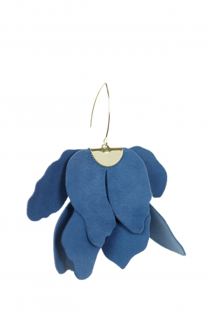 Cercei floare mare - Albastru Navy [3]