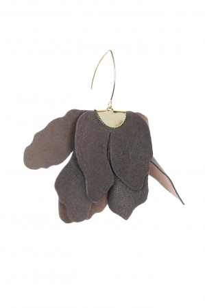 Cercei floare mare - Taupe cu sclipici [4]