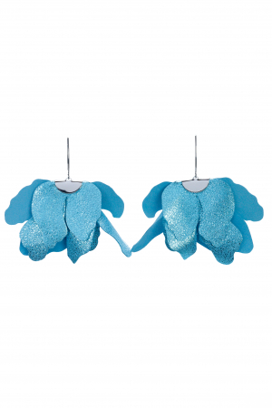 Floare mare - Cercei floare mare - Bleu cu sclipici