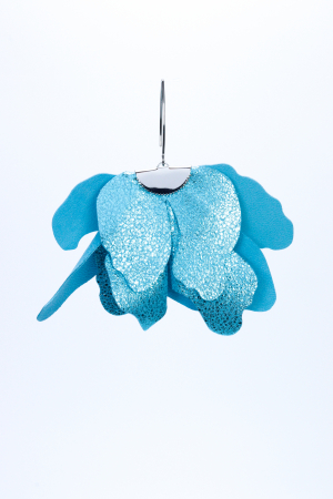Cercei floare mare - Bleu cu sclipici [2]