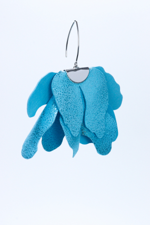 Cercei floare mare - Bleu cu sclipici [4]