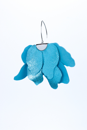 Cercei floare mare - Bleu cu sclipici [3]