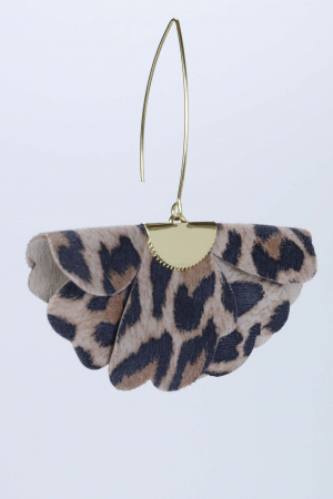 Cercei floare mica - Animal print maro [4]