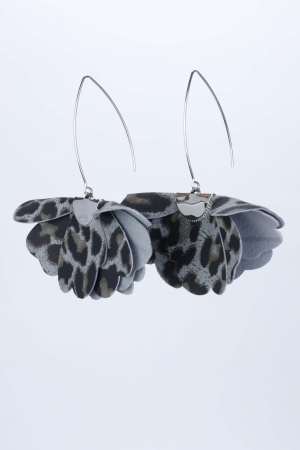 Cercei floare mica - Animal print gri [1]
