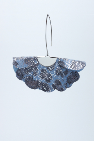 Cercei floare mica - Animal print gri cu sclipici [2]