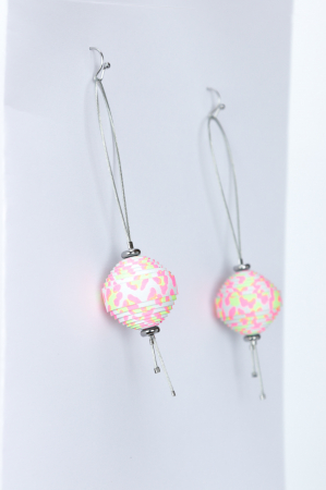 Cercei Leatherbonbon Plutitor - Animal print roz/galben neon [4]