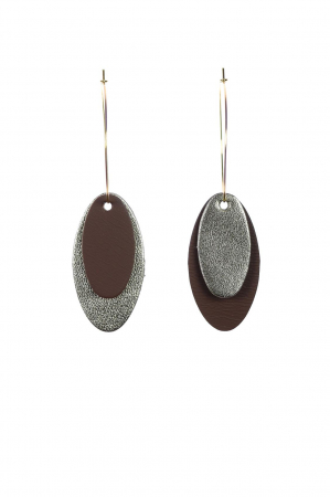 Toate produsele - Cercei Mix&Match - Maro + Argintiu