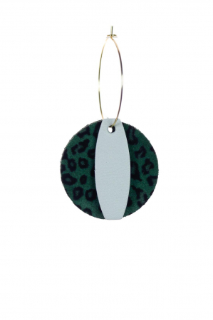 Cercei Mix&Match - Animal print verde + alb [2]