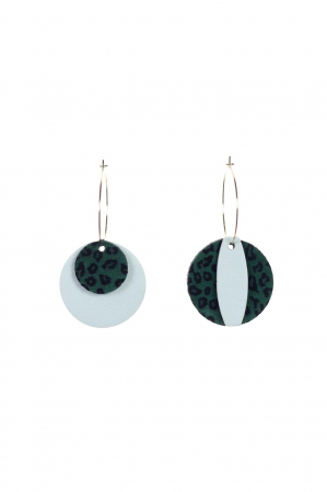 Toate produsele - Cercei Mix&Match - Animal print verde + alb