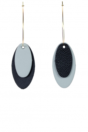 Cercei Mix&Match - Oval Alb + Negru [1]
