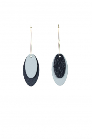 Toate produsele - Cercei Mix&Match - Oval Alb + Negru