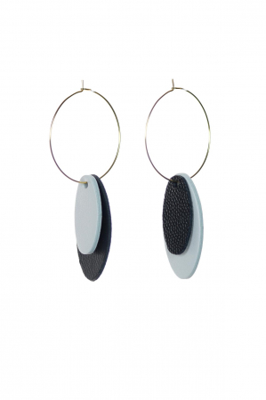 Cercei Mix&Match - Oval Alb + Negru [2]