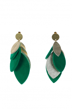 Toate produsele - Cercei petale - Verde + Auriu