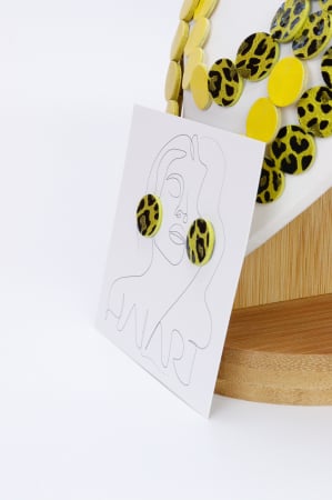 Colier din piele cu cercei geometrici, unicat [9]