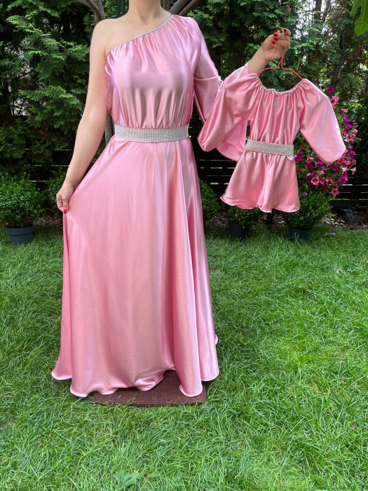 Rochie lunga Aurora roz [4]