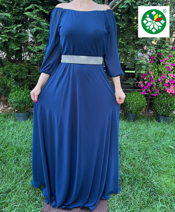 Rochie lunga Ecaterina bleumarin [3]