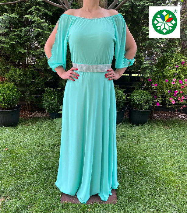 Rochie lunga Ecaterina turquoise [3]