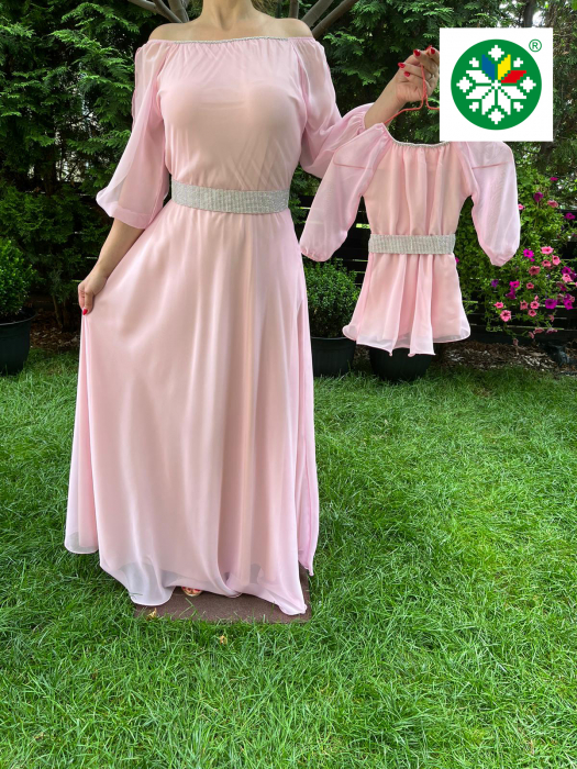 Set rochie lunga Ecaterina roz [1]