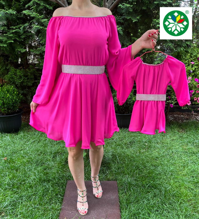 Set rochie scurta Ecaterina fucsia [1]