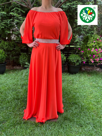 Rochii elegante - Rochie lunga Ecaterina portocalie