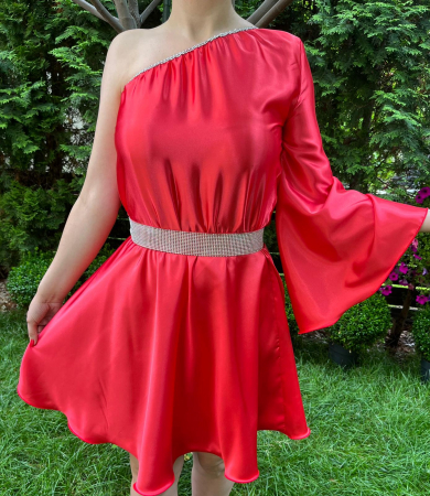 Rochii elegante - Rochie scurta Aurora rosie