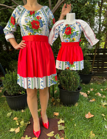 Set mama-fiica - Set rochie pliuri Raluca