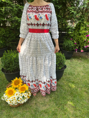 Rochii traditionale - Rochie traditionala volane lunga Melania
