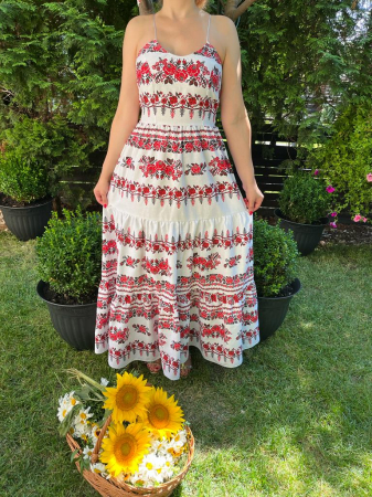 Rochii traditionale - Rochie traditionala volane lunga Natalia